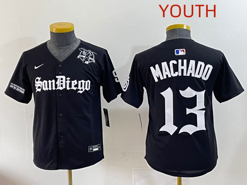 Youth 2025 San Diego Padres #13 Machado Black Five generations Joint Name Nike MLB Jersey style 19